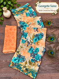 Printed Daily Wear Georgette Saree (Peach)